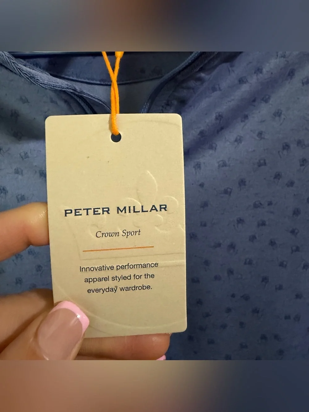 Peter Millar Perth Carts Performance Quarter Zip Pullover Blue Print NWT Men L